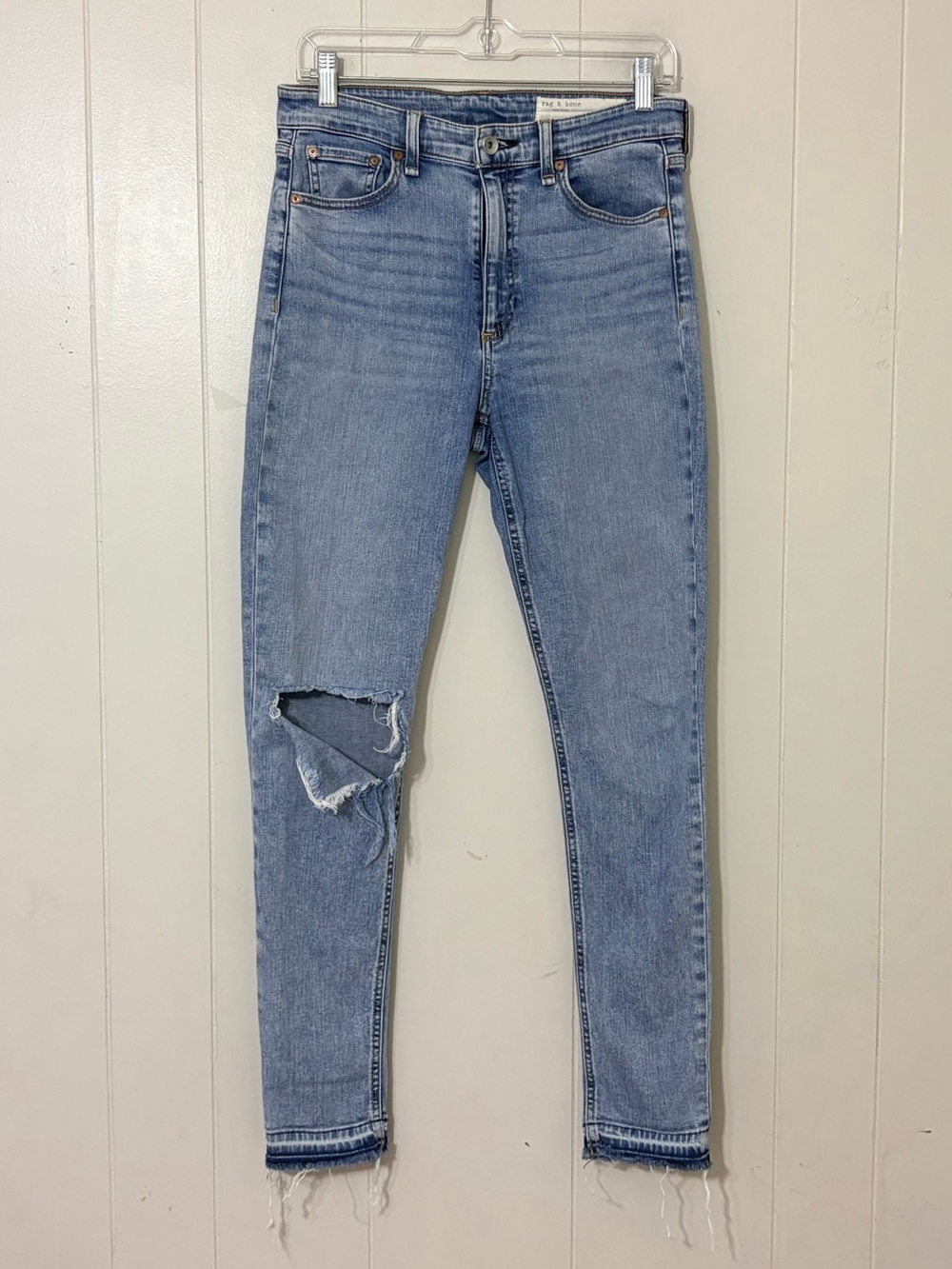 Rag & Bone Nina High Rise Skinny Jeans Montrose Distressed Blue Size 28